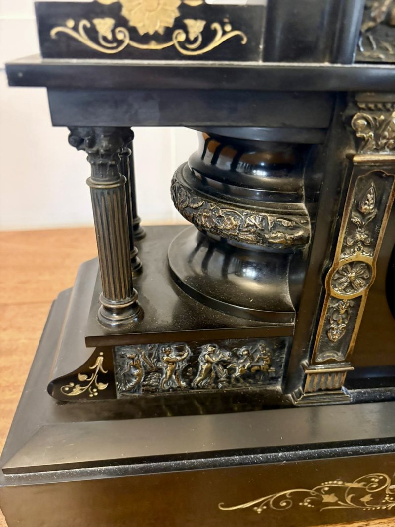 Antique Exceptional Large Victorian Marble Mantel Clock by Philippes Paris – 8 Day Movement - Image 10